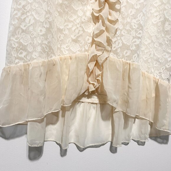 Womens Ivory Lace Ruffle Tank M Coquette Soft Girl Romantic Victorian Ethereal - Picture 4 of 10